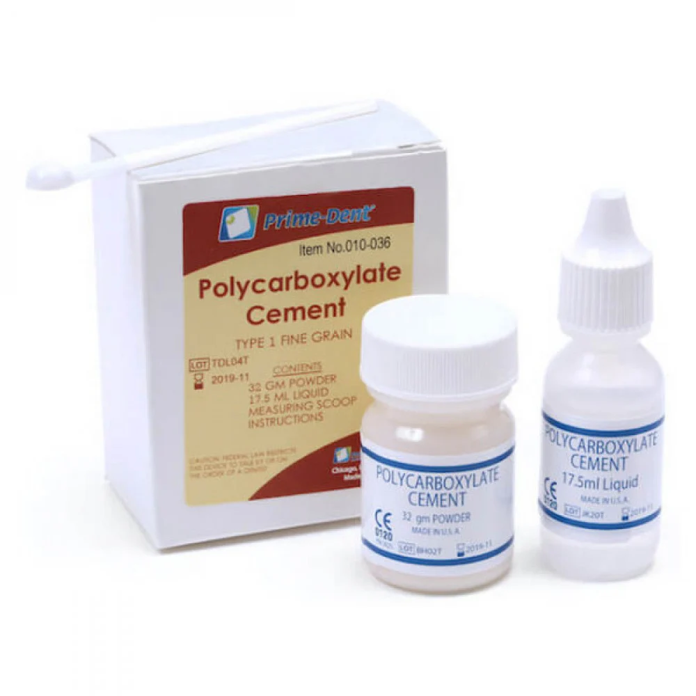   Polycarboxylate Cement - type 1	32gm, 17.5ml Liquid